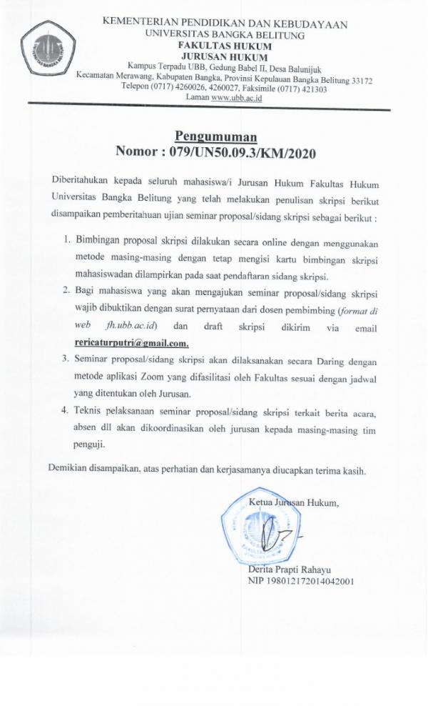 Pengumuman Sidang Proposal / Skripsi